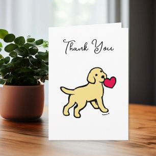 Carte De Remerciements Chiot jaune Labrador avec un coeur