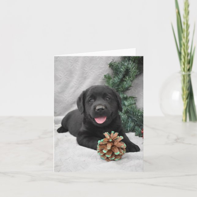 Carte De Remerciements Chiot noir de Noël Labrador Retriever (Devant)