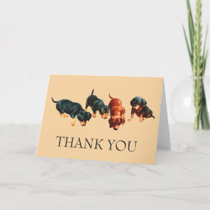 Carte De Remerciements Chiots Teckel Curieux Vintage