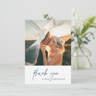 Carte De Remerciements Chloe Marine Bleu Mariage élégant