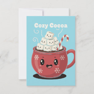 Carte De Remerciements Chocolat Chaud Mignon Kawaii Noël Cozy Cocoa