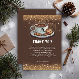 Carte De Remerciements Chocolat Chaud Pailleté d'Or Baby Shower d'Hiver