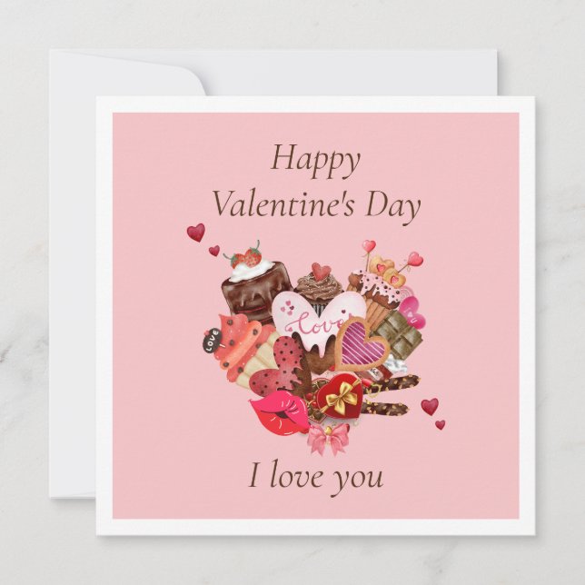 Carte De Remerciements Chocolat Heureuse Sainte-Valentin (Devant)