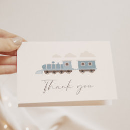 Carte De Remerciements Choo Choo Train Boys Blue Birthday Party