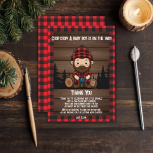 Carte De Remerciements Chop Chop ! Baby shower de flannelle de bûcheron r