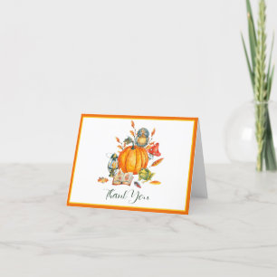 Carte De Remerciements Chouette Citrouille et grenouille