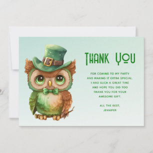 Carte De Remerciements Chouette mignonne dans un chapeau vert