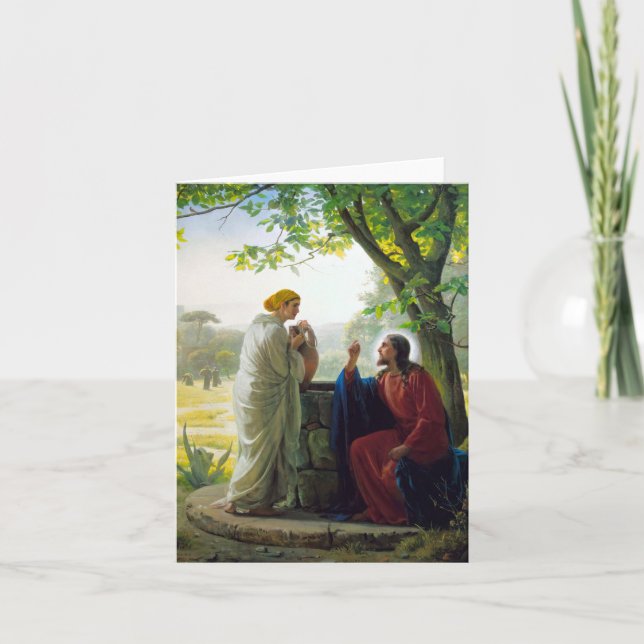 Carte De Remerciements Christ et la femme samaritaine par Carl Bloch (Devant)