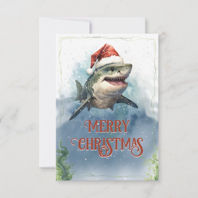 Carte De Remerciements Christmas Shark (Devant)