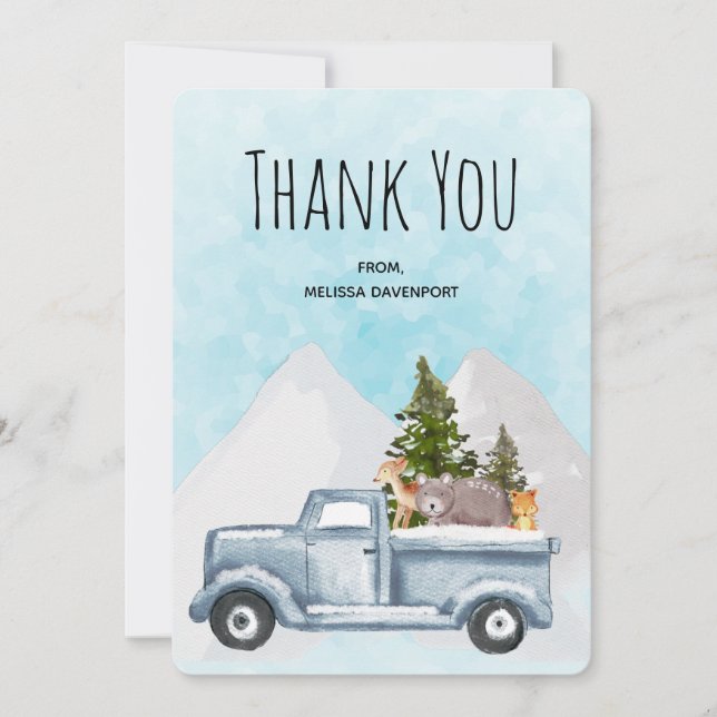 Carte De Remerciements Christmas Truck Carrying Trees & Animals (Devant)