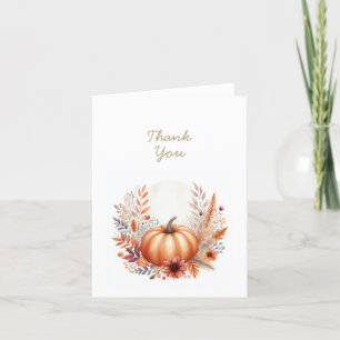 Carte De Remerciements Chute Boho Aquarelle Citrouille Thanksgiving
