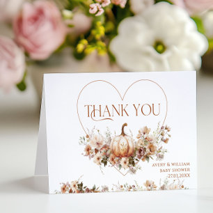 Carte De Remerciements Chute d'amour Citrouille Fleur sauvage Baby shower