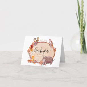 Carte De Remerciements Chute en Amour Animaux des bois, Baby shower rusti