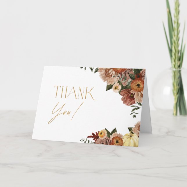 Carte De Remerciements Chute En Amour Chute Baby shower Floral (Devant)