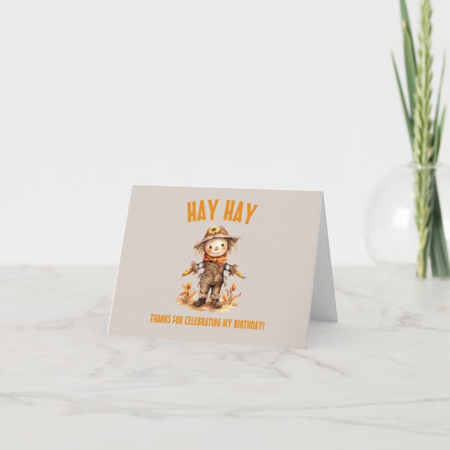 Carte De Remerciements Chute Scarecrow mignon Anniversaire (Devant)