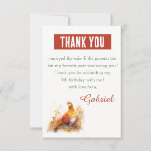 Carte De Remerciements Chute Vibes aquarelle faisan - Anniversaire