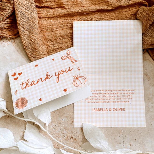 Carte De Remerciements Chute Whimsical Un Petit Baby shower À Tarte Cutie (Fall Whimsical A Little Cutie Pie Baby Shower Thank You Card)
