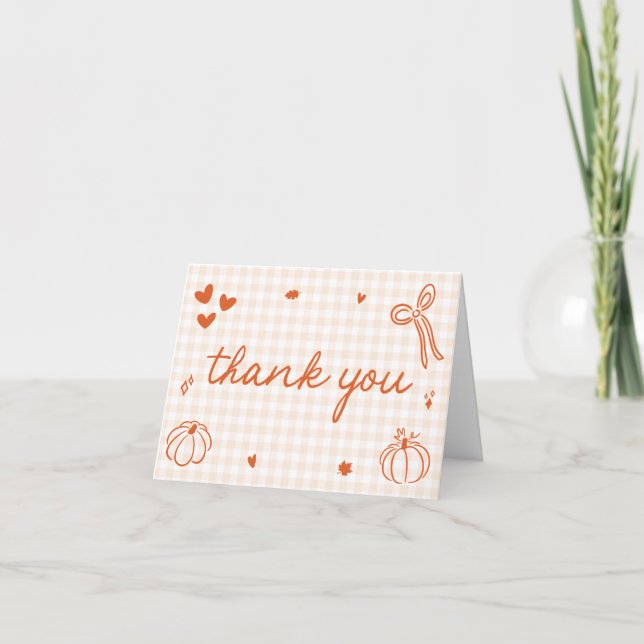 Carte De Remerciements Chute Whimsical Un Petit Baby shower Citrouille (Devant)