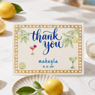 Carte De Remerciements Ciao Bella Mariage Lemon Shower Dessiné à la Main 