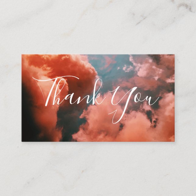Carte de remerciements ciel bleu doux et nuages ro (Devant)