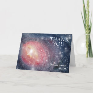 Carte De Remerciements Ciel de nuit moderne Galaxy bleu violet rouge