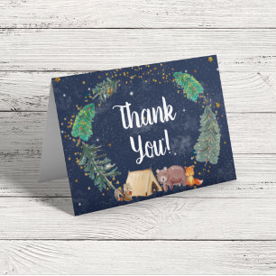 Carte De Remerciements Ciel de nuit rustique Bois Animaux Baby shower que