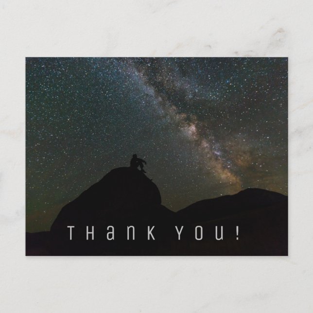 Carte de remerciements. Ciel de nuit Voie Lactée. (Devant)
