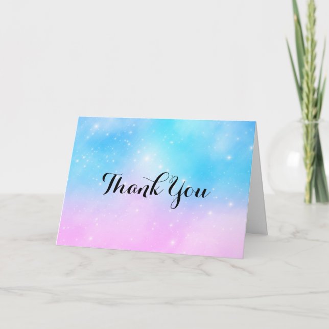 Carte De Remerciements Ciel dégradé rose et bleu pastel (Devant)