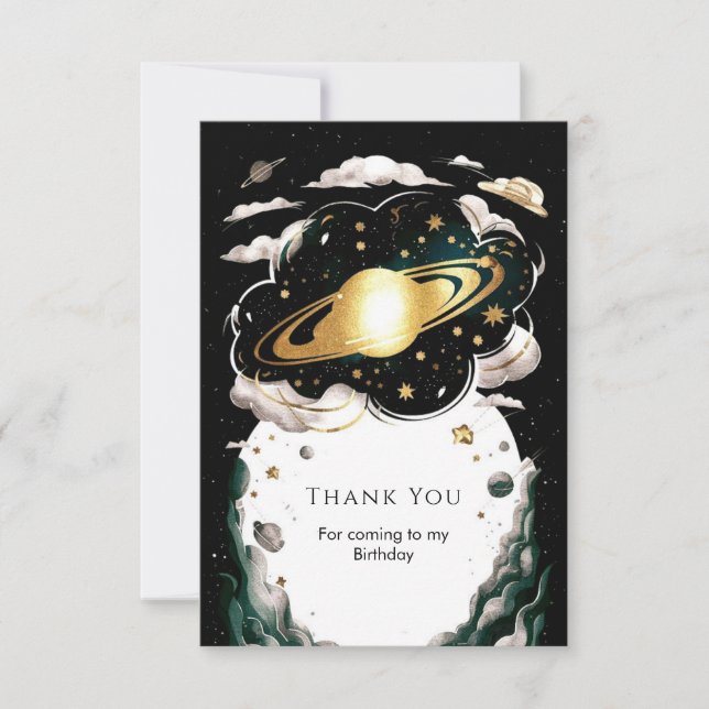 Carte De Remerciements Ciel Personnalisé d'Espace pour un Anniversaire (Devant)