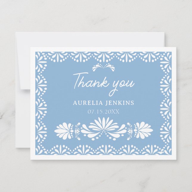 Carte De Remerciements Cielito lindo Baby shower bleu mexicain (Devant)