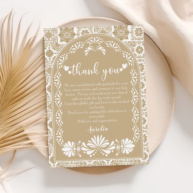 Carte De Remerciements Cielito lindo Baby shower mexicain beige (Créateur téléchargé)