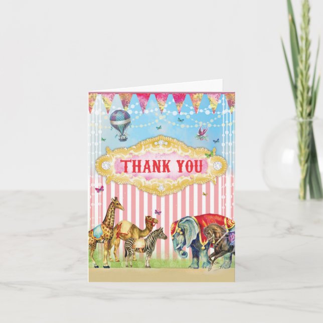CARTE DE REMERCIEMENTS CIRCUS VINTAGE GC (Devant)