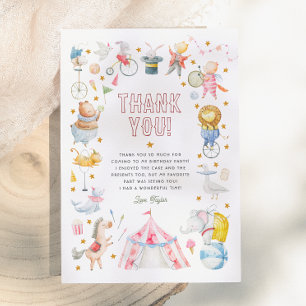 Carte De Remerciements Cirque Animalier Carnaval Photo Fête d'Anniversair