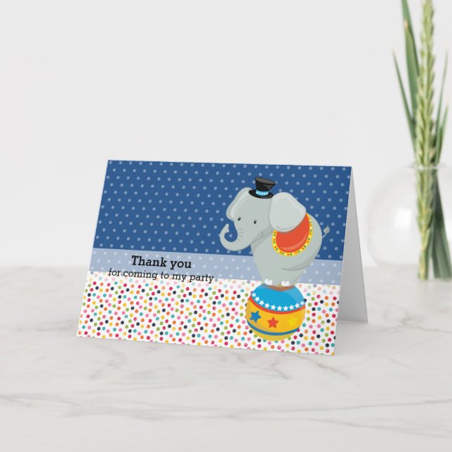 Carte De Remerciements Cirque * choisir la couleur de fond (Devant)