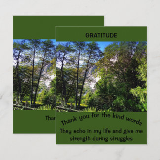 Carte De Remerciements Citation de gratitude personnalisée Vert Paysage F