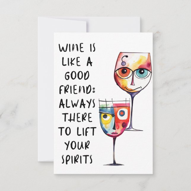 Carte De Remerciements Citation drôle de vin pour ami (Devant)