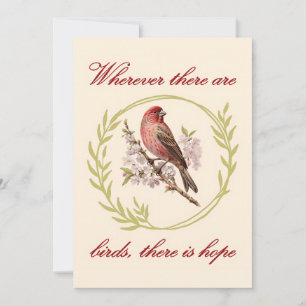 Carte De Remerciements Citation Inspirante d'Oiseaux, Couronne Florale d'