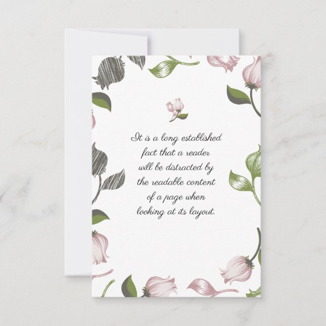 Carte De Remerciements Citations modifiables avec art floral blanc ver (Devant)