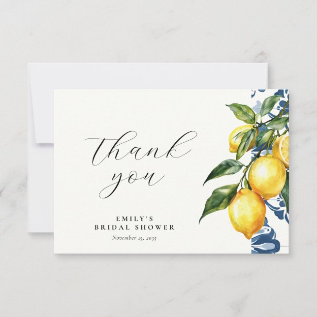 Carte De Remerciements Citron Citrus Positano Fête des mariées italienne (Devant)