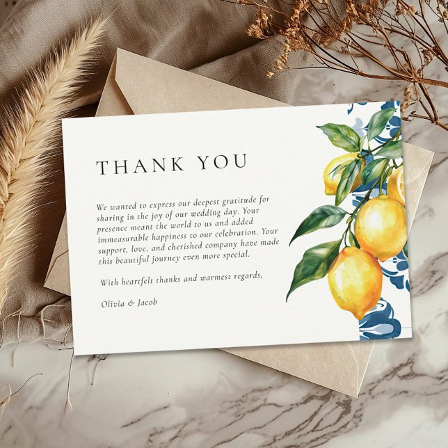 Carte De Remerciements Citron Citrus Positano Mariage italien (Créateur téléchargé)
