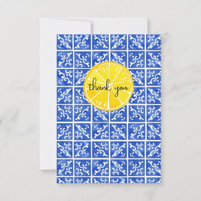 Carte de remerciements citron et carrelage (Devant)