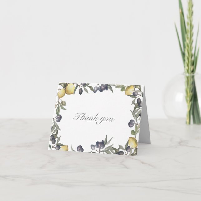 Carte De Remerciements Citron et olives (Devant)