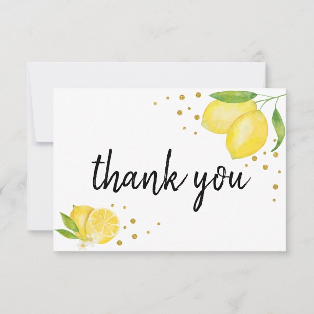 Carte De Remerciements Citron et Or (Devant)