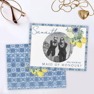 Carte De Remerciements Citron méditerranéen italien Maid photo d'honneur