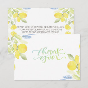 Carte de remerciements citrons aquarelle