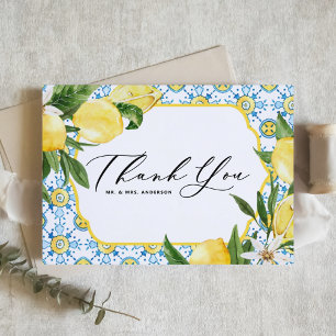 Carte De Remerciements Citrons et fleurs Mariage méditerranéen
