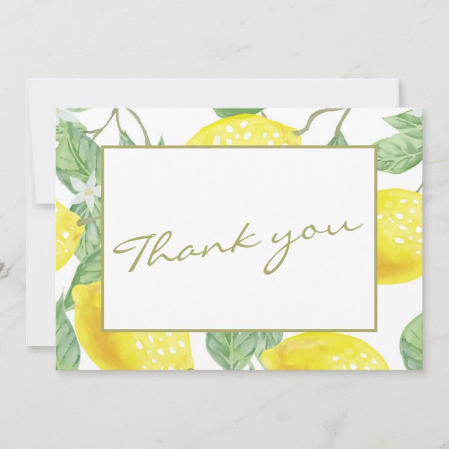 Carte De Remerciements Citrons jaunes modernes et feuillages verts Photo  (Devant)