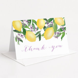 Carte De Remerciements Citrons Lavande Purple Aquarelle Citrus Pliage