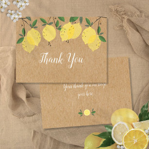 Carte De Remerciements Citrons Vert Floral Rustique Kraft Boho