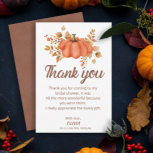 Carte De Remerciements Citrouille Automne  Automne Fête des mariées